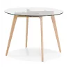 Mesa de comedor redonda de cristal JALAN (Ø 100 cm) (transparente) asociarse con Mesas Industriales de Metal y Madera