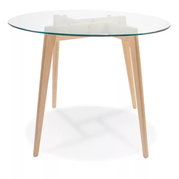 Table à manger ronde en verre JALAN (Ø 100 cm) (transparent) à associer à Tables Rembourrées Pour Un Confort Optimal