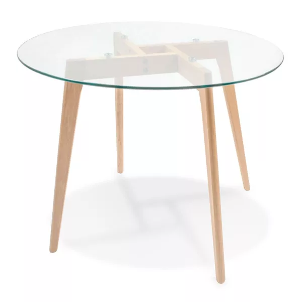 Round glass dining table JALAN (Ø 100 cm) (transparent) to associate with Rattan Tables For A Natural Style