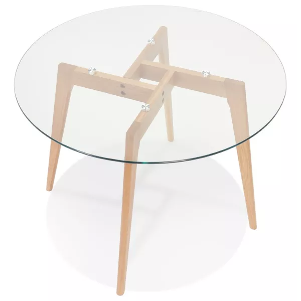 Mesa de comedor redonda de cristal JALAN (Ø 100 cm) (transparente) asociarse con Mesas de madera maciza de alta calidad.