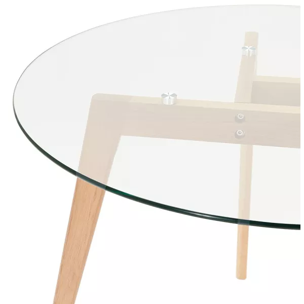 Mesa de comedor redonda de cristal JALAN (Ø 100 cm) (transparente) asociarse con Mesas de madera maciza de alta calidad.