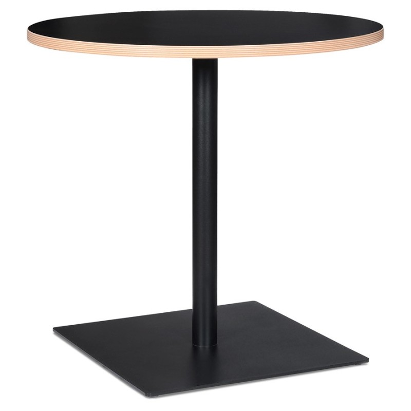 Table de repas design ronde pied métal thermolaqué FLANELLE (Ø 80 cm)  (noir)