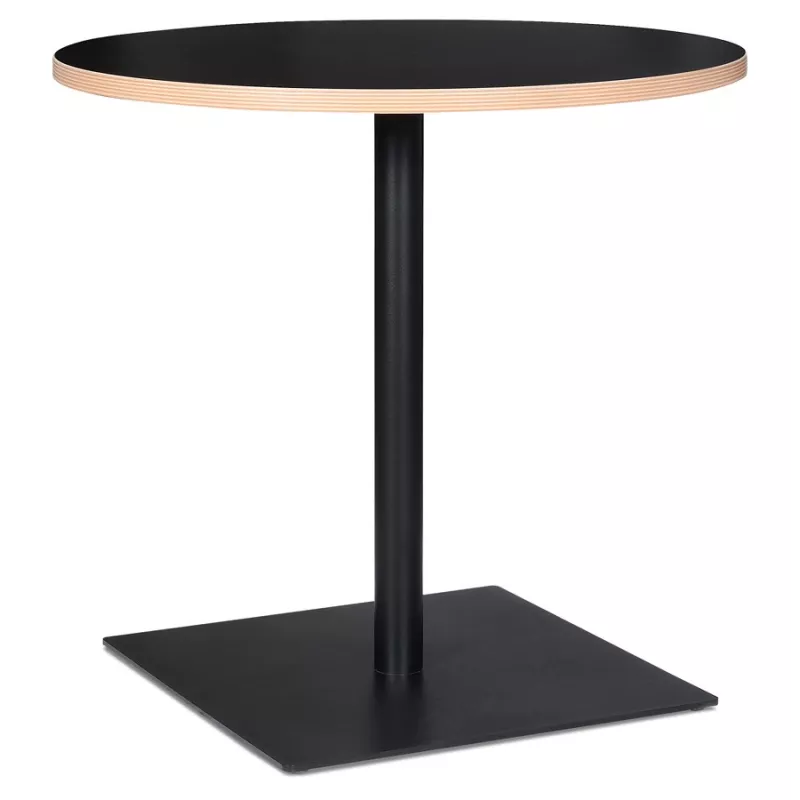 Table de repas design ronde pied métal thermolaqué FLANELLE (Ø 80 cm)  (noir)