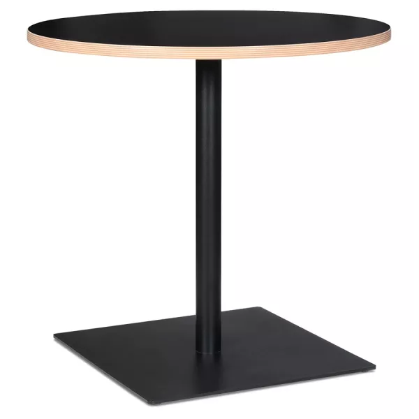 Table de repas design ronde pied métal thermolaqué FLANELLE (Ø 80 cm)  (noir)