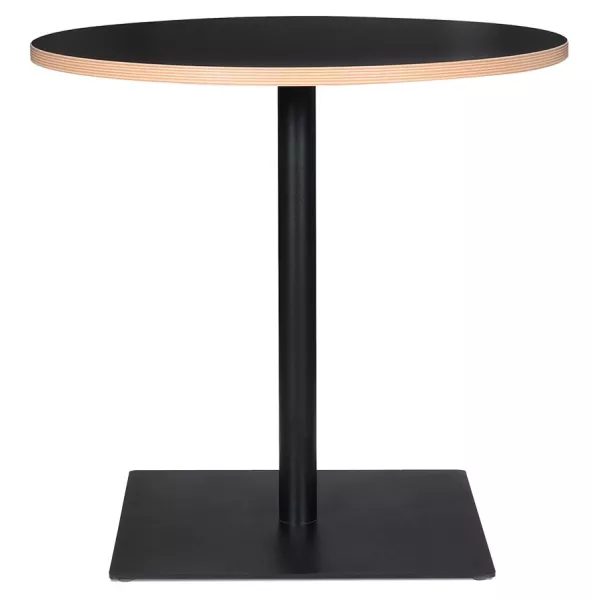 Table de repas design ronde pied métal thermolaqué FLANELLE (Ø 80 cm)  (noir)