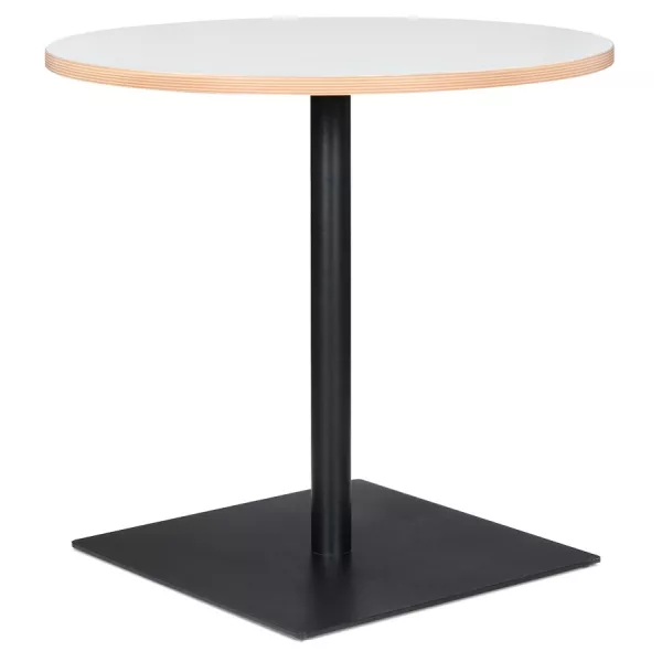 Table de repas design ronde pied métal thermolaqué FLANELLE (Ø 80 cm)  (blanc)