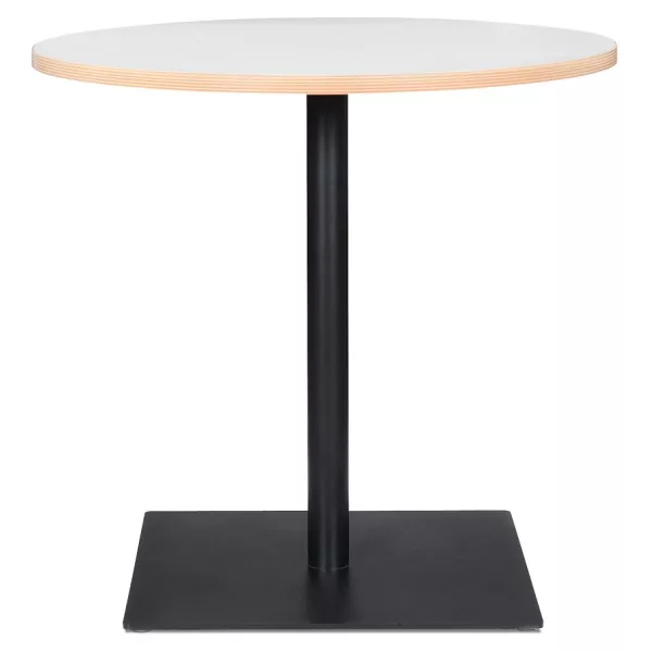 Table de repas design ronde pied métal thermolaqué FLANELLE (Ø 80 cm)  (blanc)