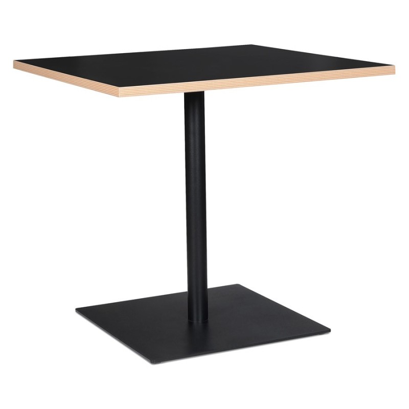 Table de repas design carrée pied métal thermolaqué FLANELLE (80x80 cm) (noir)