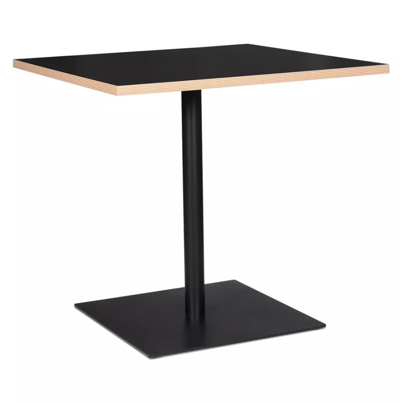 Table de repas design carrée pied métal thermolaqué FLANELLE (80x80 cm) (noir)