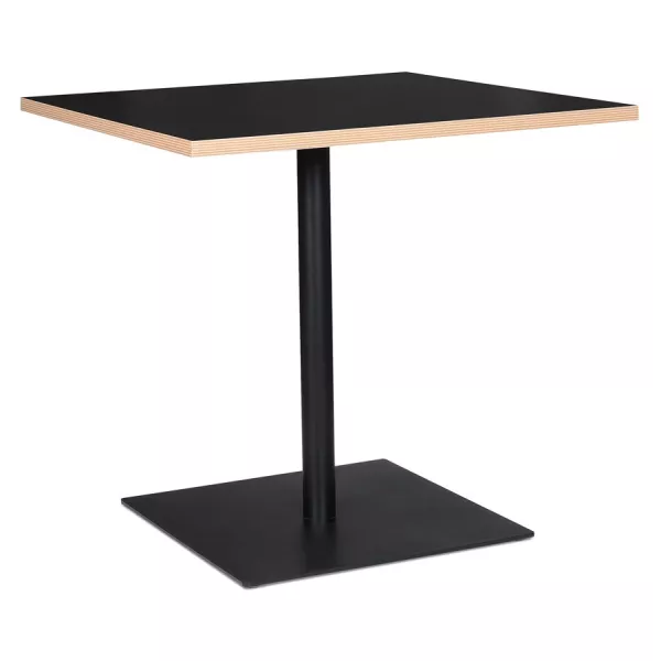 Table de repas design carrée pied métal thermolaqué FLANELLE (80x80 cm) (noir)