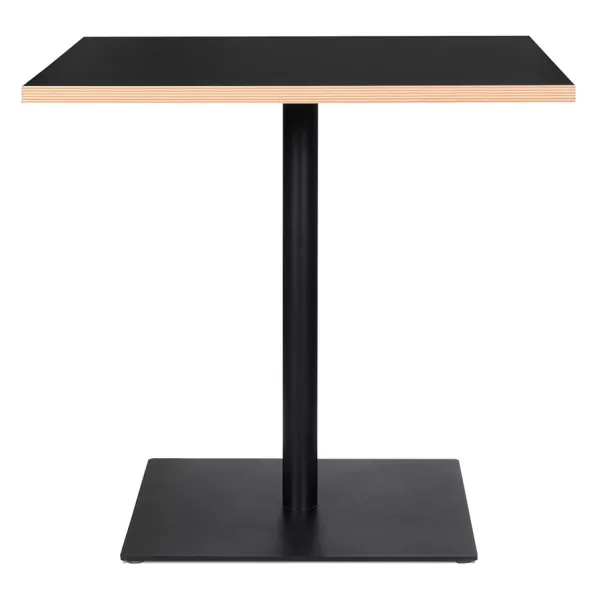 Table de repas design carrée pied métal thermolaqué FLANELLE (80x80 cm) (noir)