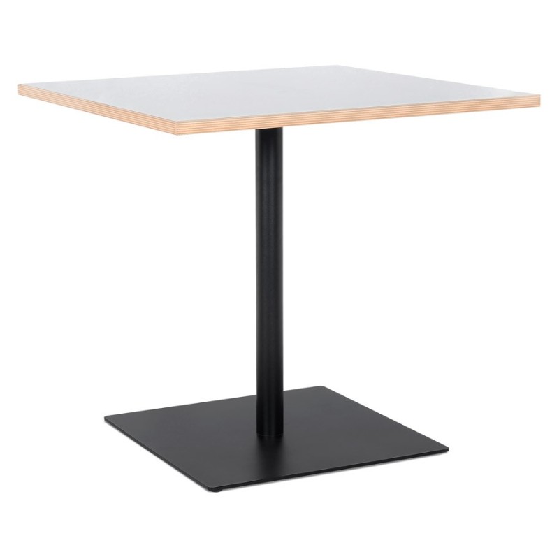 Table de repas design carrée pied métal thermolaqué FLANELLE  (80x80 cm) (blanc)