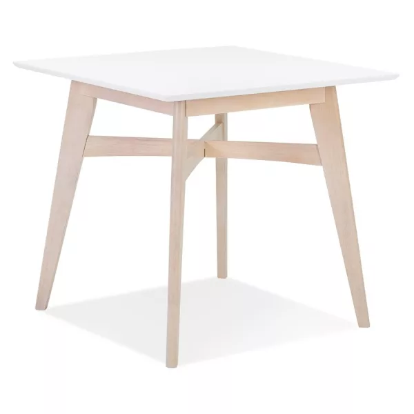 Table de repas design carré en bois MARTIAL (80x80 cm) (blanc)