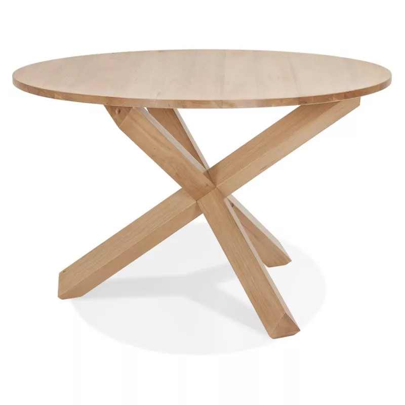 Table de repas design ronde en chêne massif VALENTINE (Ø 120 cm) (naturel)