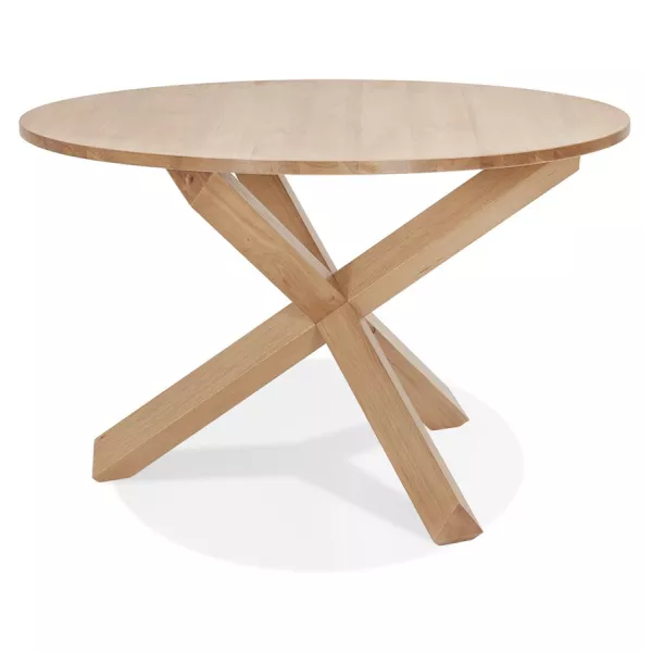 Table de repas design ronde en chêne massif VALENTINE (Ø 120 cm) (naturel)