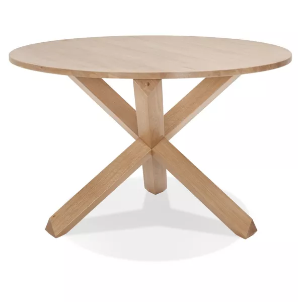 Table de repas design ronde en chêne massif VALENTINE (Ø 120 cm) (naturel)