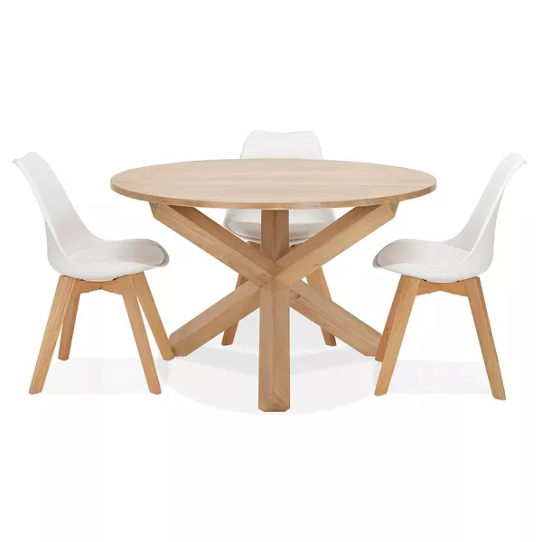 Table de repas design ronde en chêne massif VALENTINE (Ø 120 cm) (naturel)