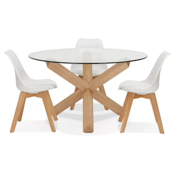 Table de repas design ronde en verre POLO (Ø 130 cm) (transparent)