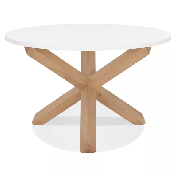 Table de repas design ronde en verre NICOLE (Ø 120 cm) (blanc mat ciré)