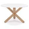 Table de repas design ronde en verre NICOLE (Ø 120 cm) (blanc mat ciré)