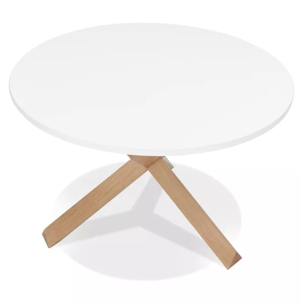 Table de repas design ronde en verre NICOLE (Ø 120 cm) (blanc mat ciré)