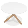 Table de repas design ronde en verre NICOLE (Ø 120 cm) (blanc mat ciré)