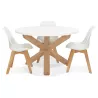 Table de repas design ronde en verre NICOLE (Ø 120 cm) (blanc mat ciré)