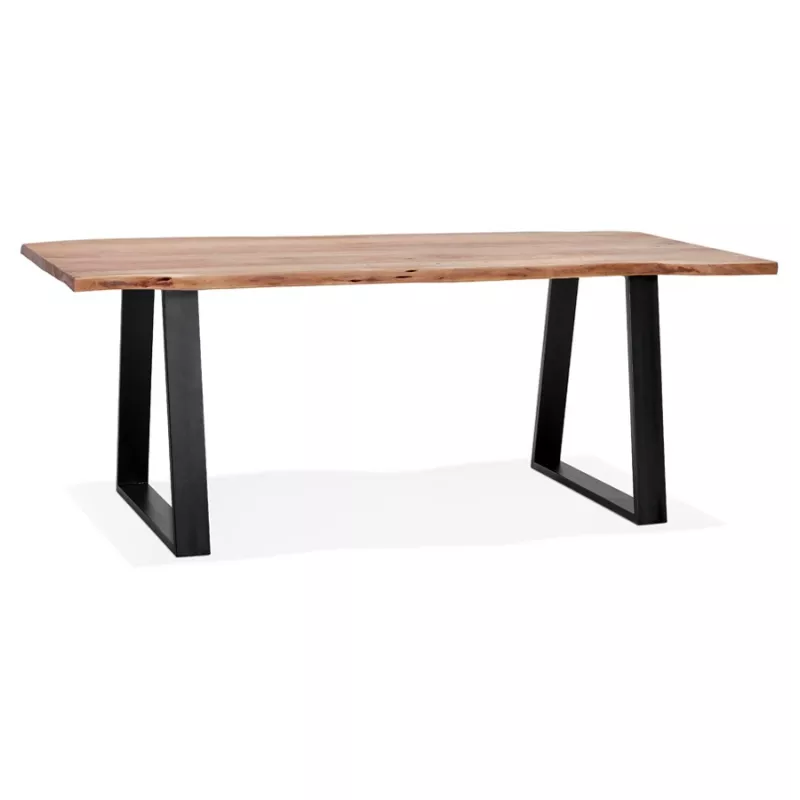 Table à manger en bois massif d'acacia LANA (95x200 cm) (finition naturel)