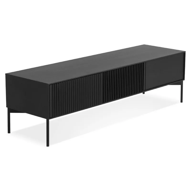 Meuble TV design 3 tiroirs 160 cm GASTON (noir)