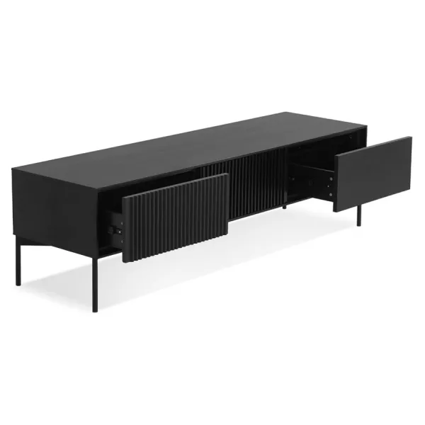 Meuble TV design 3 tiroirs 160 cm GASTON (noir)