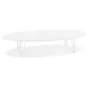 Table basse design ovale en bois et métal CHALON (blanc mat)