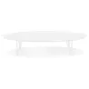 Table basse design ovale en bois et métal CHALON (blanc mat)