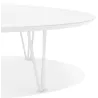 Table basse design ovale en bois et métal CHALON (blanc mat)