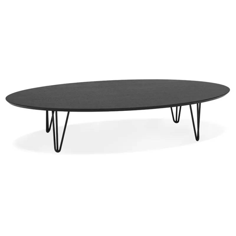 Oval design coffee table in wood and metal CHALON (black) to associate with Modern Tables For An Elegant Interior