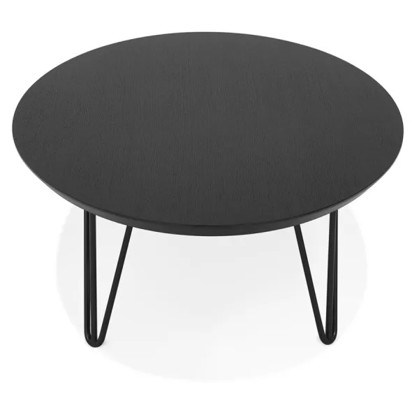 Oval design coffee table in wood and metal CHALON (black) to associate with Padded Tables For Optimal Comfort