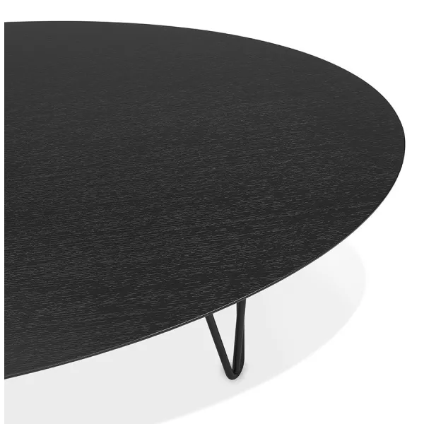 Oval design coffee table in wood and metal CHALON (black) to associate with Stackable Tables to Save Space