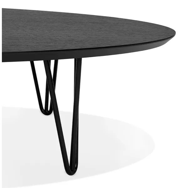 Oval design coffee table in wood and metal CHALON (black) to associate with Weather Resistant Garden Tables