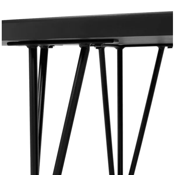 Ovaler Design-Couchtisch aus Holz und Metall CHALON (schwarz) mit assoziieren Stapelbare Tische, um Platz zu sparen