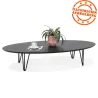 Oval design coffee table in wood and metal CHALON (black) to associate with Stackable Tables to Save Space