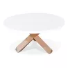 Round design coffee table in wood NICOLE (Ø 80 cm) (polished matt white) to associate with Stackable Tables to Save Space