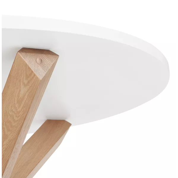 Mesita redonda de diseño en madera NICOLE (Ø 80 cm) (pulido blanco mate) asociarse con Mesas apilables para ahorrar espacio