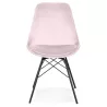 Chaise design en tissu velours pieds métal noirs IZZA (Rose)