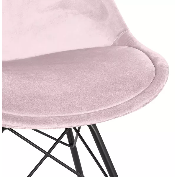 Chaise design en tissu velours pieds métal noirs IZZA (Rose)