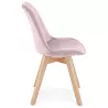 Chaise vintage et scandinave en velours pieds en bois naturel LEONORA (Rose)