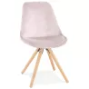 Chaise vintage et scandinave en velours pieds bois naturel ALINA (Rose)