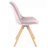 Chaise vintage et scandinave en velours pieds bois naturel ALINA (Rose)