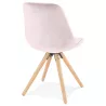 Chaise vintage et scandinave en velours pieds bois naturel ALINA (Rose)