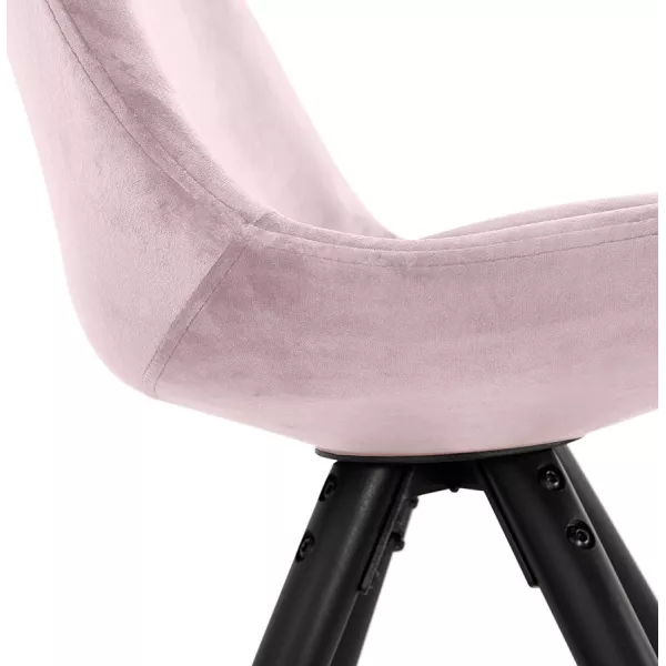 Chaise vintage et rétro en velours pieds noirs et dorés SUZON (Rose)