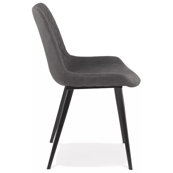 Chaise vintage et rétro en microfibre pieds métal noirs JALON (gris foncé)