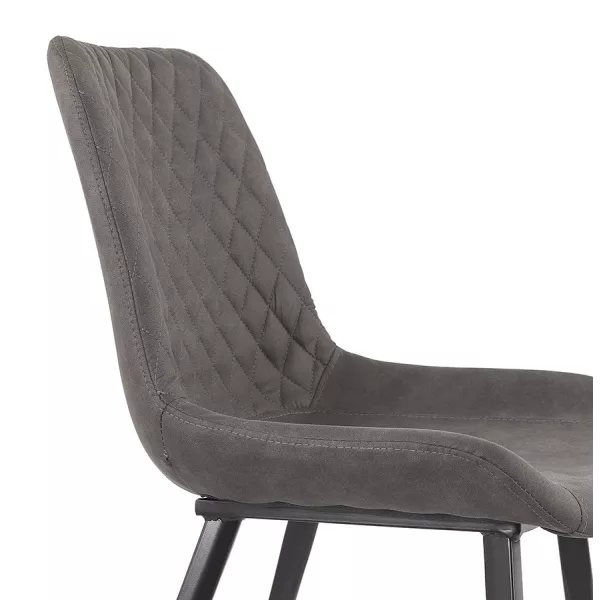 Chaise vintage et rétro en microfibre pieds métal noirs JALON (gris foncé)